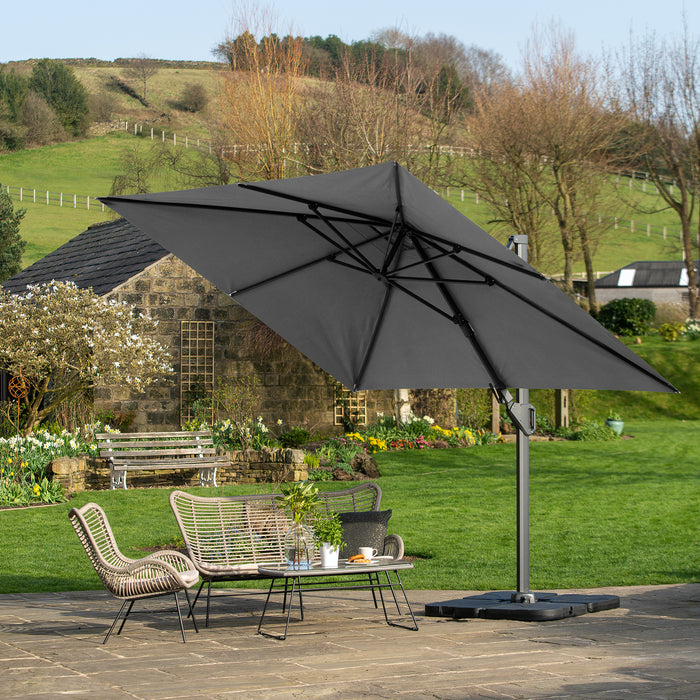 Platinum Parasols Challenger T2 3.5 x 2.6m Oblong Luna Grey Parasol