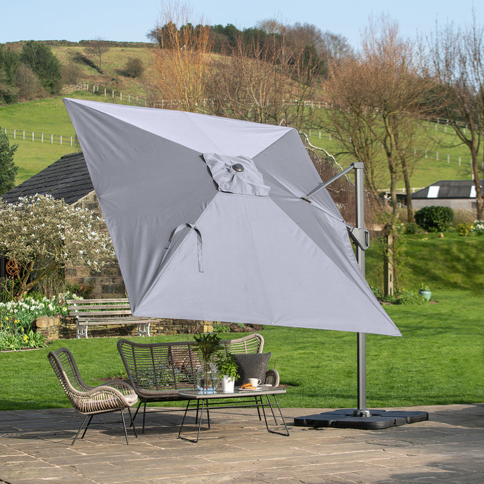 Platinum Parasols Challenger T2 3.5 x 2.6m Oblong Luna Grey Parasol