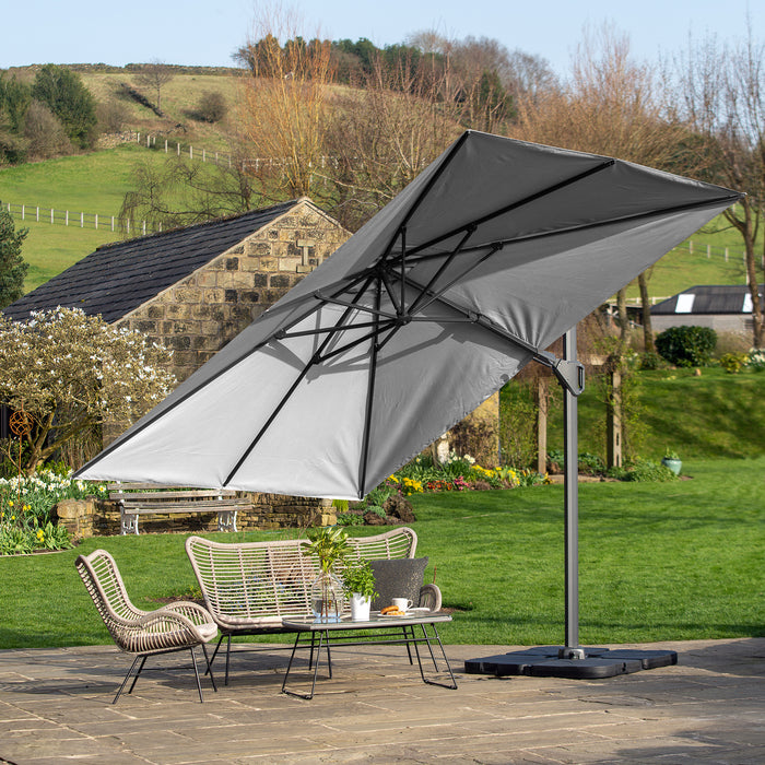 Platinum Parasols Challenger T2 3.5 x 2.6m Oblong Luna Grey Parasol