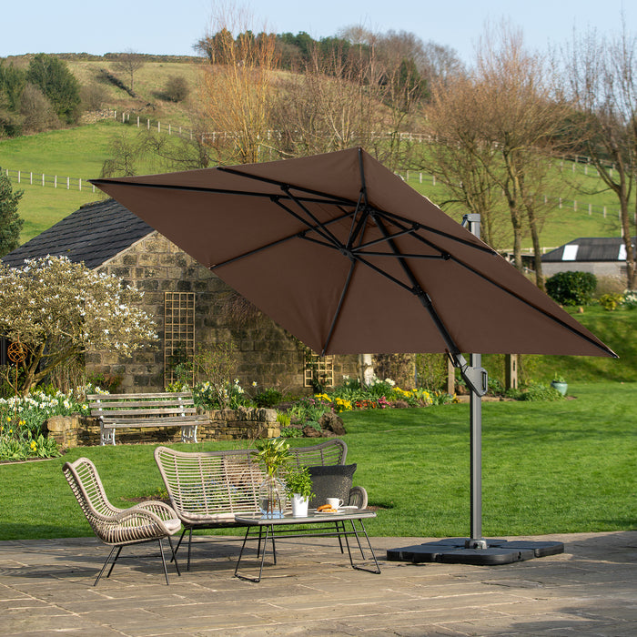 Platinum Parasols Challenger T2 3.5 x 2.6m Oblong Taupe Parasol