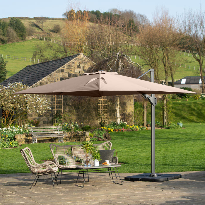 Platinum Parasols Challenger T2 3.5 x 2.6m Oblong Taupe Parasol