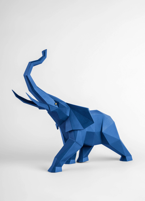 Lladro Elephant (blue) Sculpture