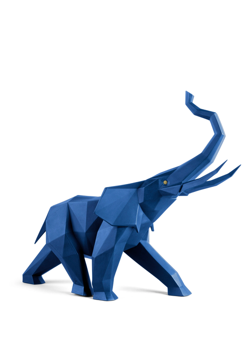 Lladro Elephant (blue) Sculpture