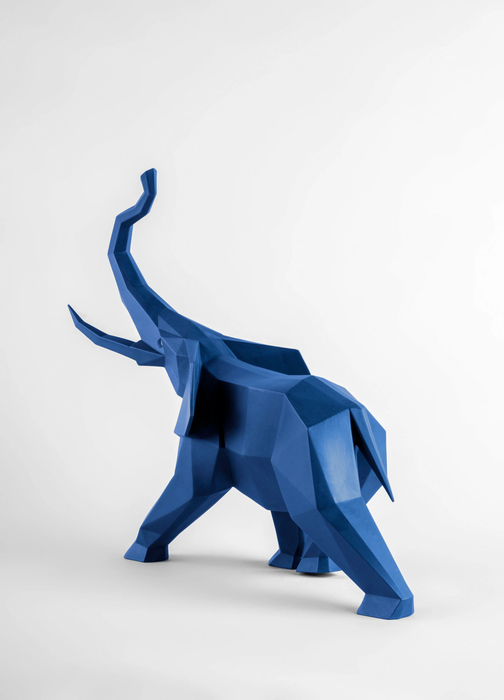 Lladro Elephant (blue) Sculpture