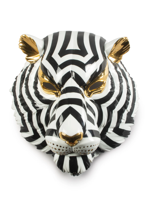 Lladro Tiger Mask. Black and Gold