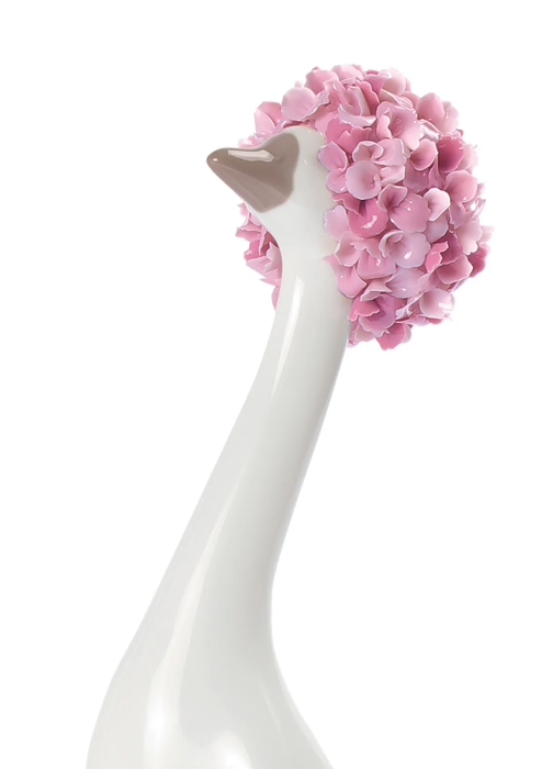 Lladro Goossiping Goose Figurine. Pink