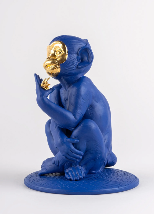 Lladro Little monkey (blue-gold)