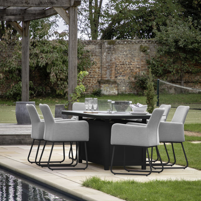 Chelsea Outdoors Exeter 6-seater Dining Set with Fire Pit Table