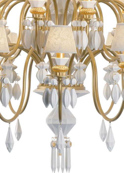 Lladro Belle de Nuit 40 Lights Chandelier. Golden Luster (CE/UK)