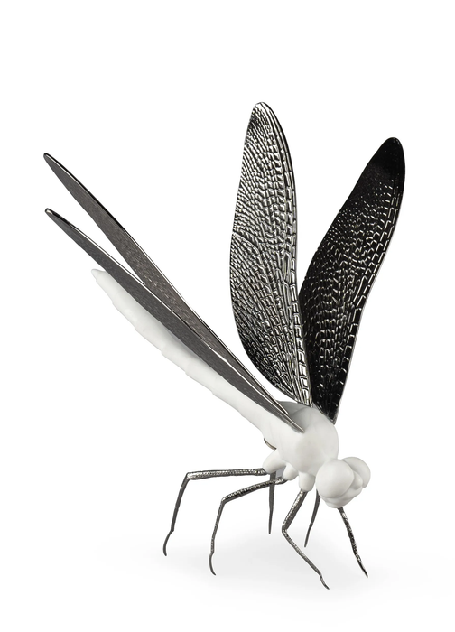 Lladro Dragonfly Figurine. Matte White