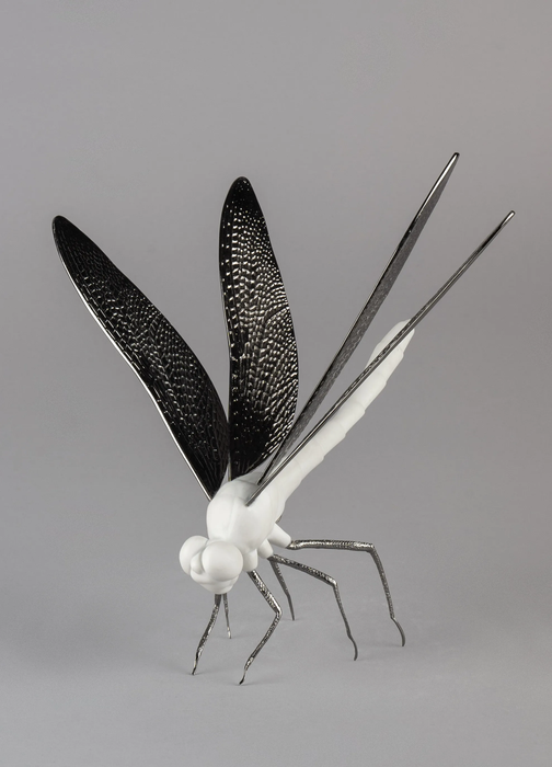 Lladro Dragonfly Figurine. Matte White