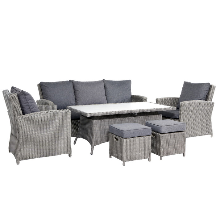 Pacific Lifestyle Slate Grey Barbados 3 Seater Lounge Set with Ceramic Top