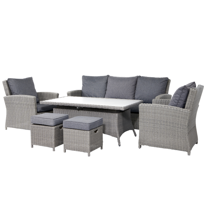 Pacific Lifestyle Slate Grey Barbados 3 Seater Lounge Set with Ceramic Top