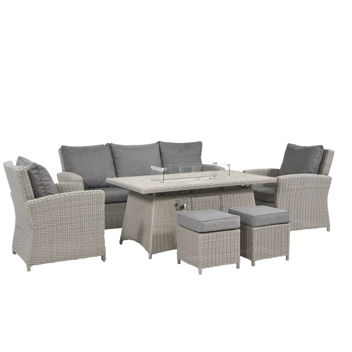 Pacific Lifestyle Slate Grey Barbados 3 Seater Lounge Set with Ceramic Top and Fire Pit