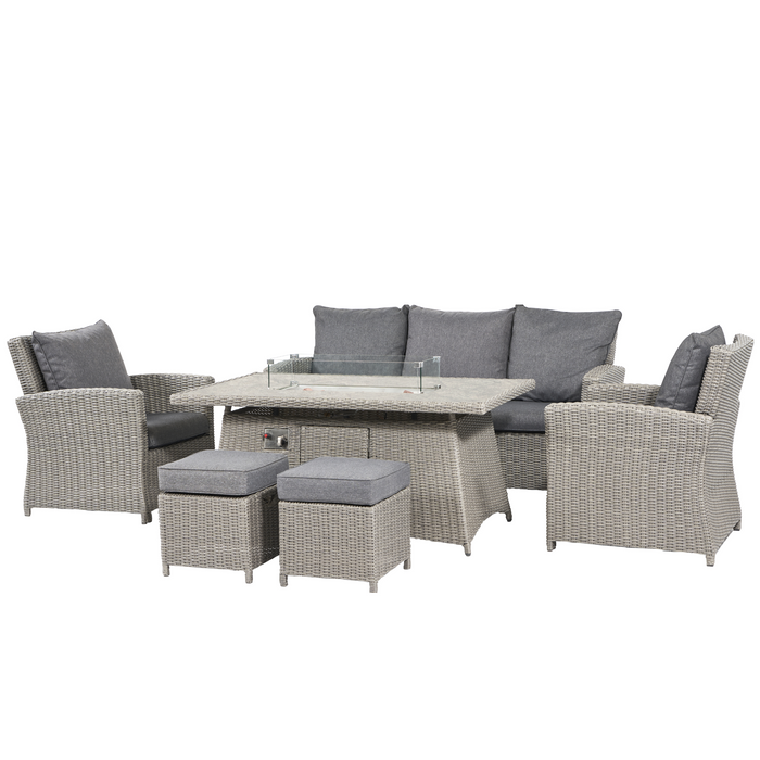 Pacific Lifestyle Slate Grey Barbados 3 Seater Lounge Set with Ceramic Top and Fire Pit