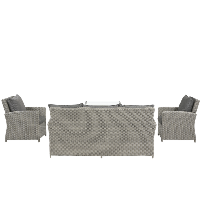 Pacific Lifestyle Slate Grey Barbados 3 Seater Lounge Set with Ceramic Top and Fire Pit