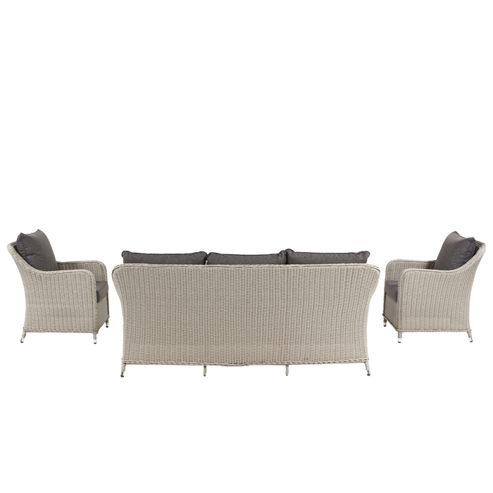 Pacific Lifestyle Stone Grey Antigua Lounge Set with Ceramic Top and Fire Pit