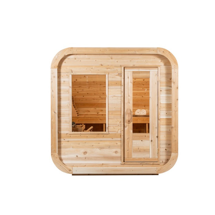 Dundalk Leisurecraft Luna Sauna White Cedar Incl. L-shape two tier benches.