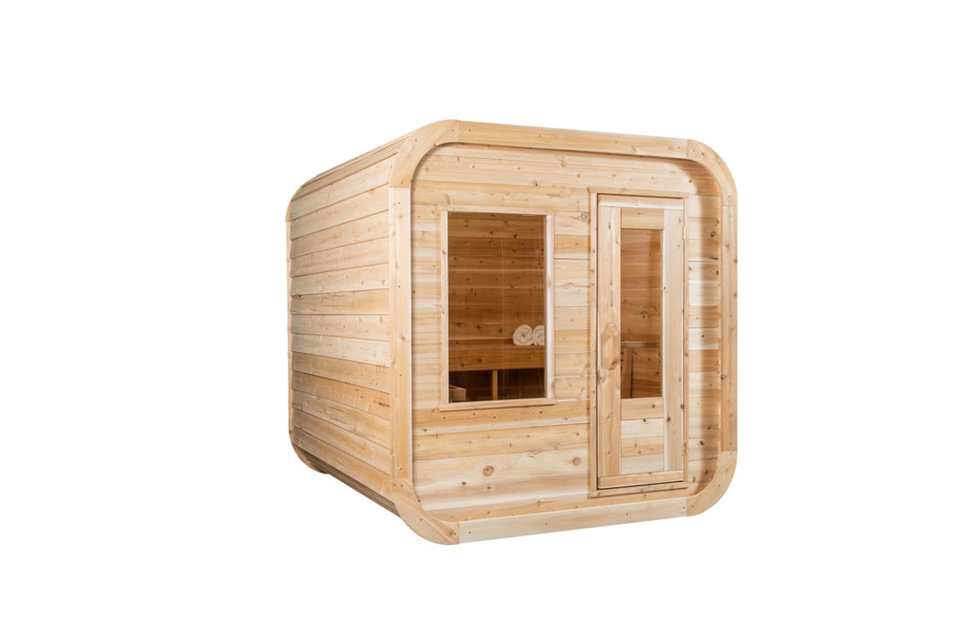 Dundalk Leisurecraft Luna Sauna White Cedar Incl. L-shape two tier benches.