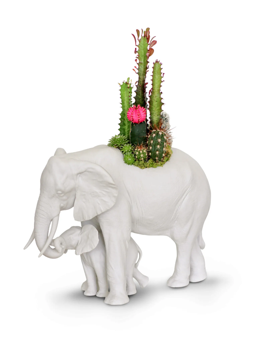 Lladro Elephant garden Sculpture. Matte White. Plant the Future