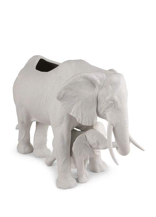 Lladro Elephant garden Sculpture. Matte White. Plant the Future