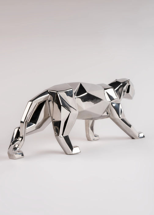 Lladro Panther (silver) Sculpture